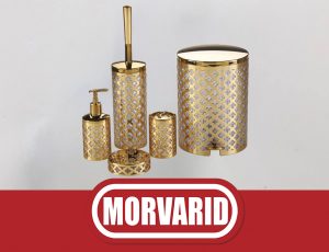 ست 5 پارچه ویولت گلدار شیشه ایی کروم